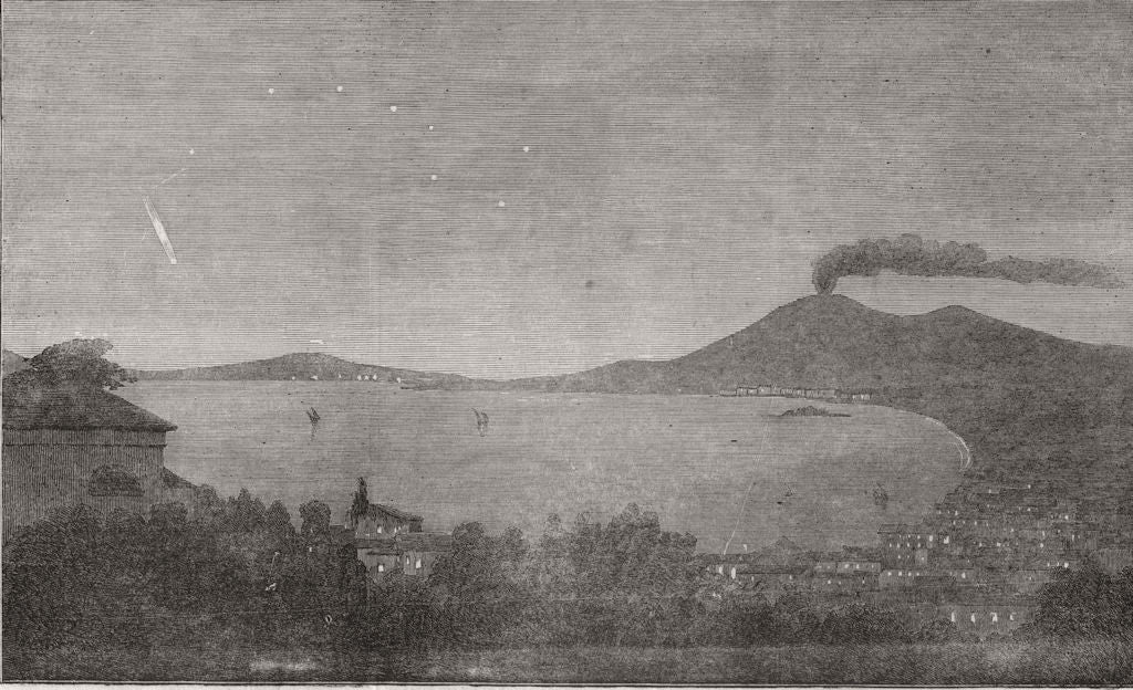 NAPLES. The Comet, seen at Castellamare, Bay of Naples. Astronomy. Italy 1853